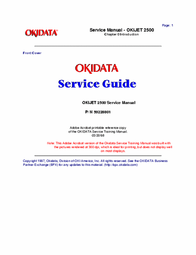 Oki OKIJET 2500 OKIJET 2500 Service Manual